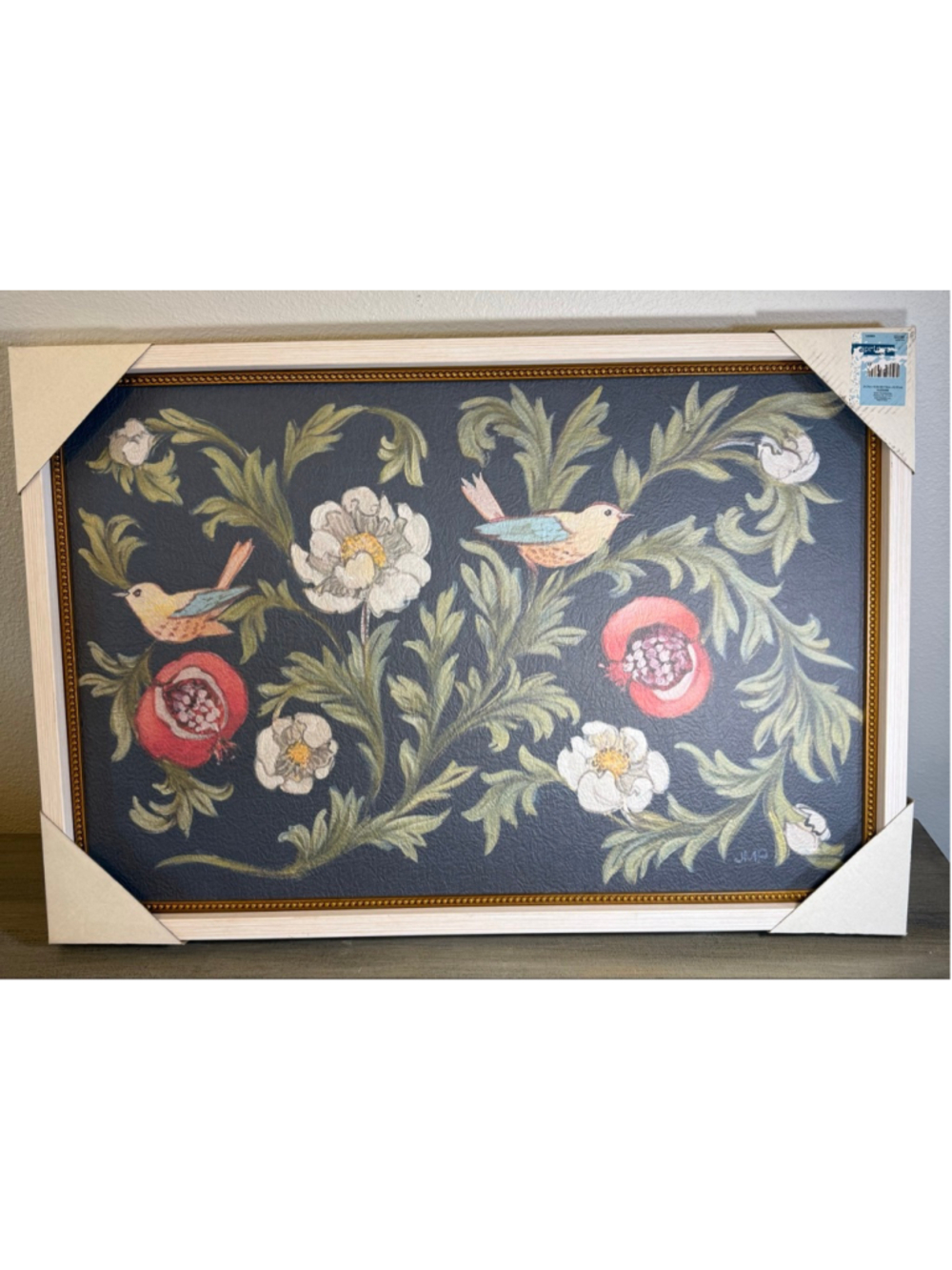 NWTs Framed bird/floral print 24.7 x 16.8 in Cottage-core French Country